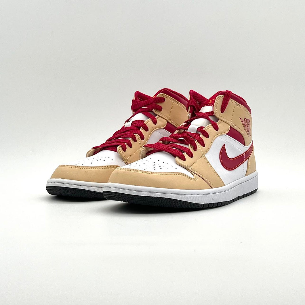 AJ1 Mid Light Curry Cardinal