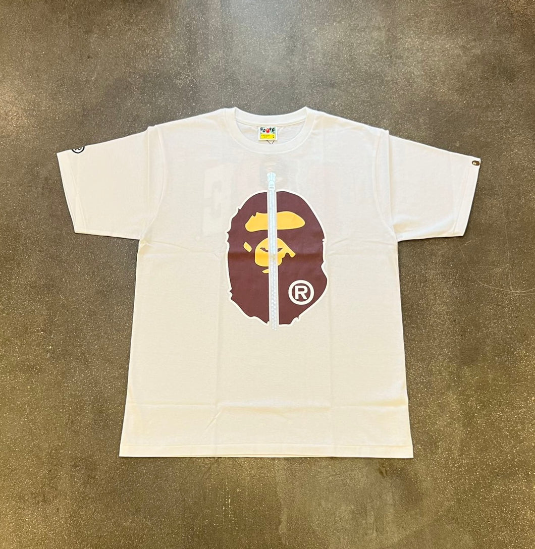 BAPE Zip Big Ape Head White Tee