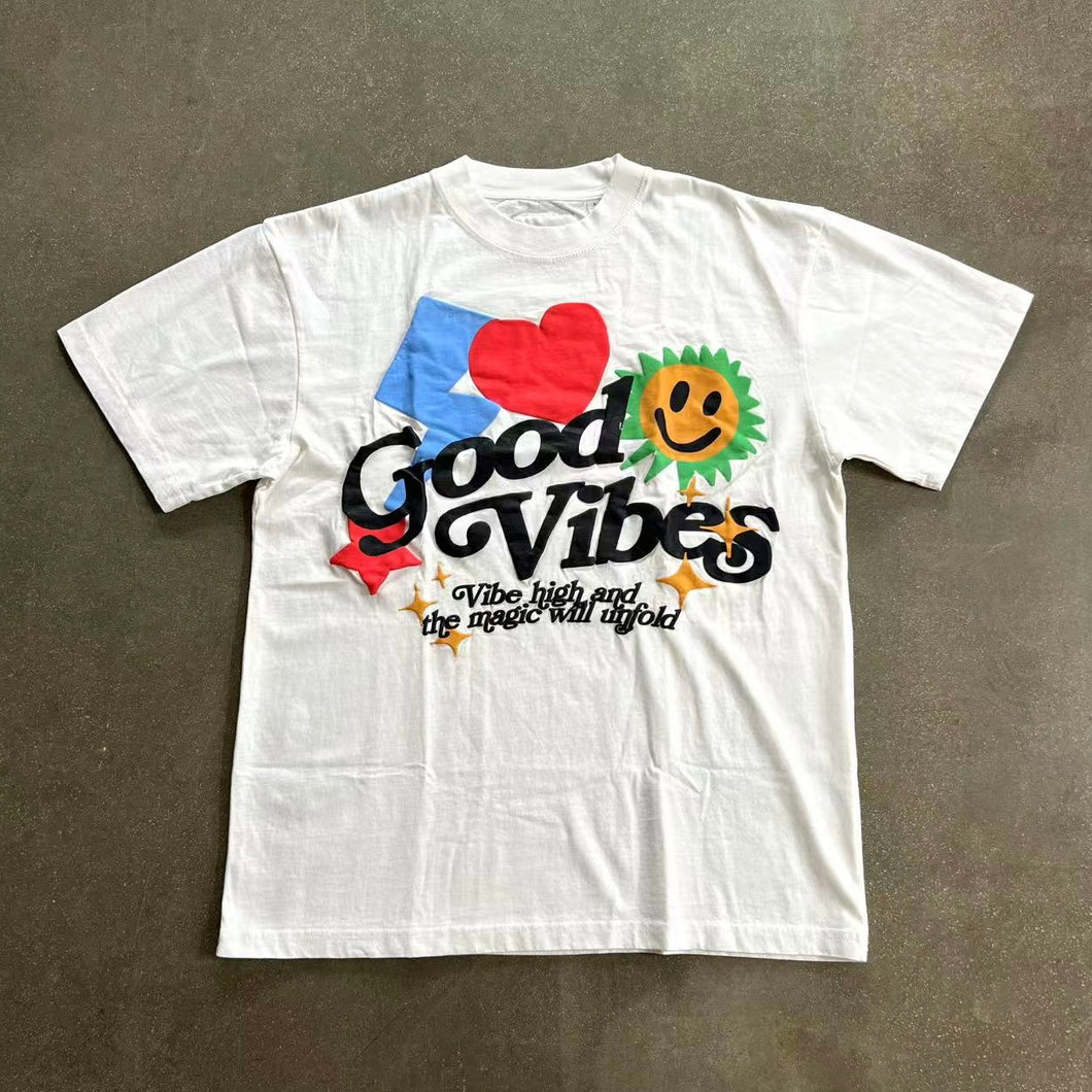 Pacsun Good Vibes Puff Oversized White T-Shirt