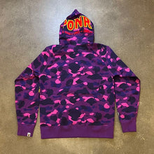 Load image into Gallery viewer, BAPE Purple Camo Shark Full Zip Hoodie
