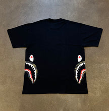 Load image into Gallery viewer, Bape Green Camo Shark Logo Black Tee
