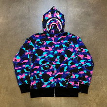 Load image into Gallery viewer, BAPE Purple Space Camo Shark Full Zip Hoodie
