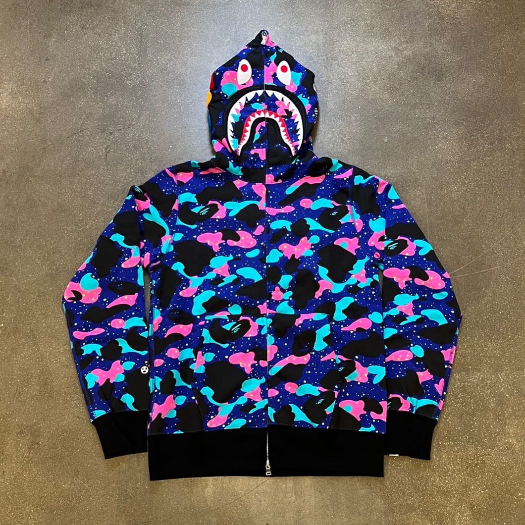 BAPE Purple Space Camo Shark Full Zip Hoodie