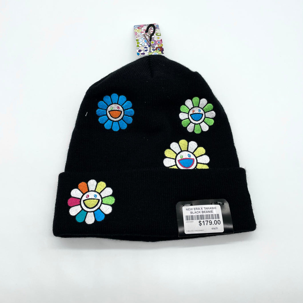 New Era x Takashi Murakami Flower Allover Basic Cuff Knit Beanie Black