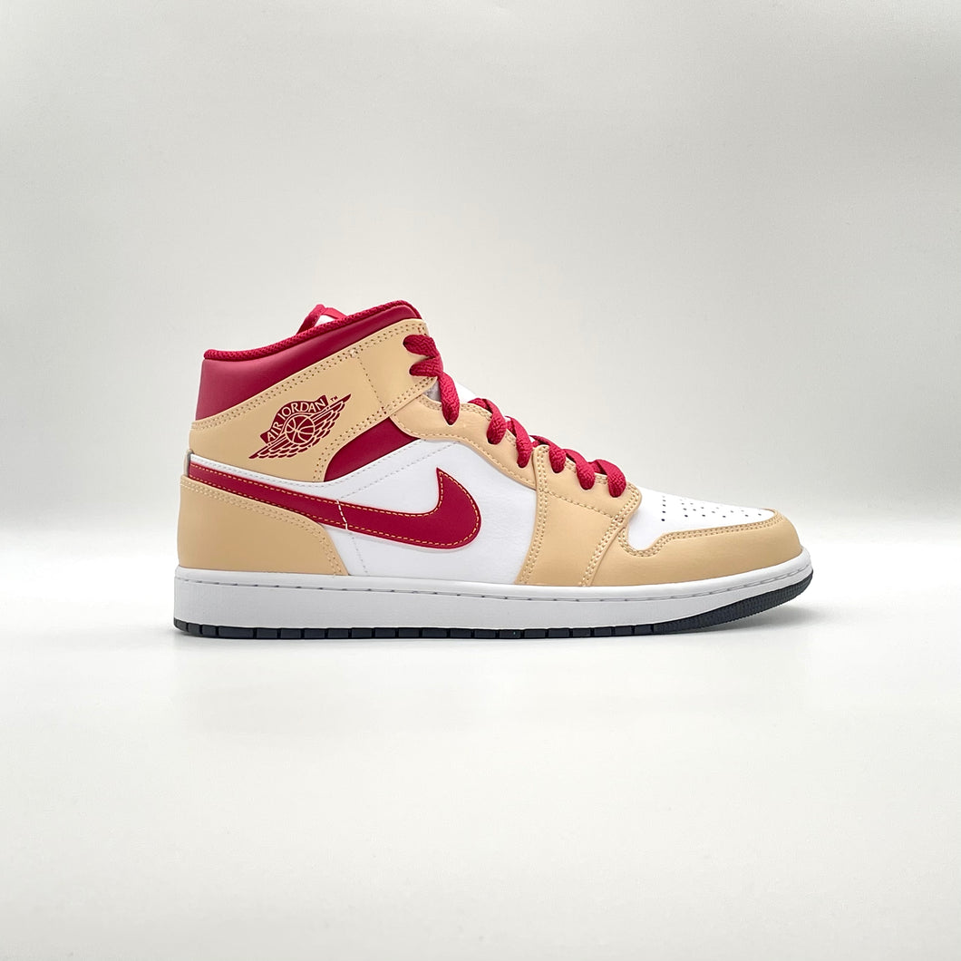 Jordan 1 Mid Beige White Red